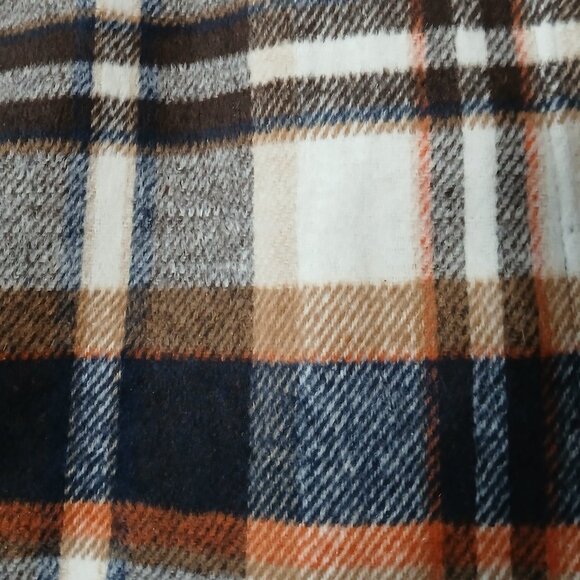 Lulus Mini Skirt XL Mad For Plaid Soft Flannel Lined Side Zip Cream Navy - Picture 6 of 9